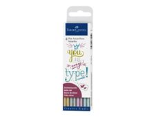 Faber-Castell PITT Artist Pen - Rotulador de punta de fibra - permanente - para papel oscuro - oro metalizado, azul metálico, plata metalizado, metallic ruby red - tinta china - 1.5 mm (paquete de 4)